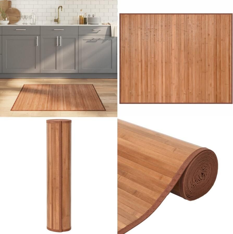 VidaXL Vloerkleed rechthoekig 80x100 cm bamboe naturel Vloerkleed Vloerkleden Tapijt Vloerbedekking