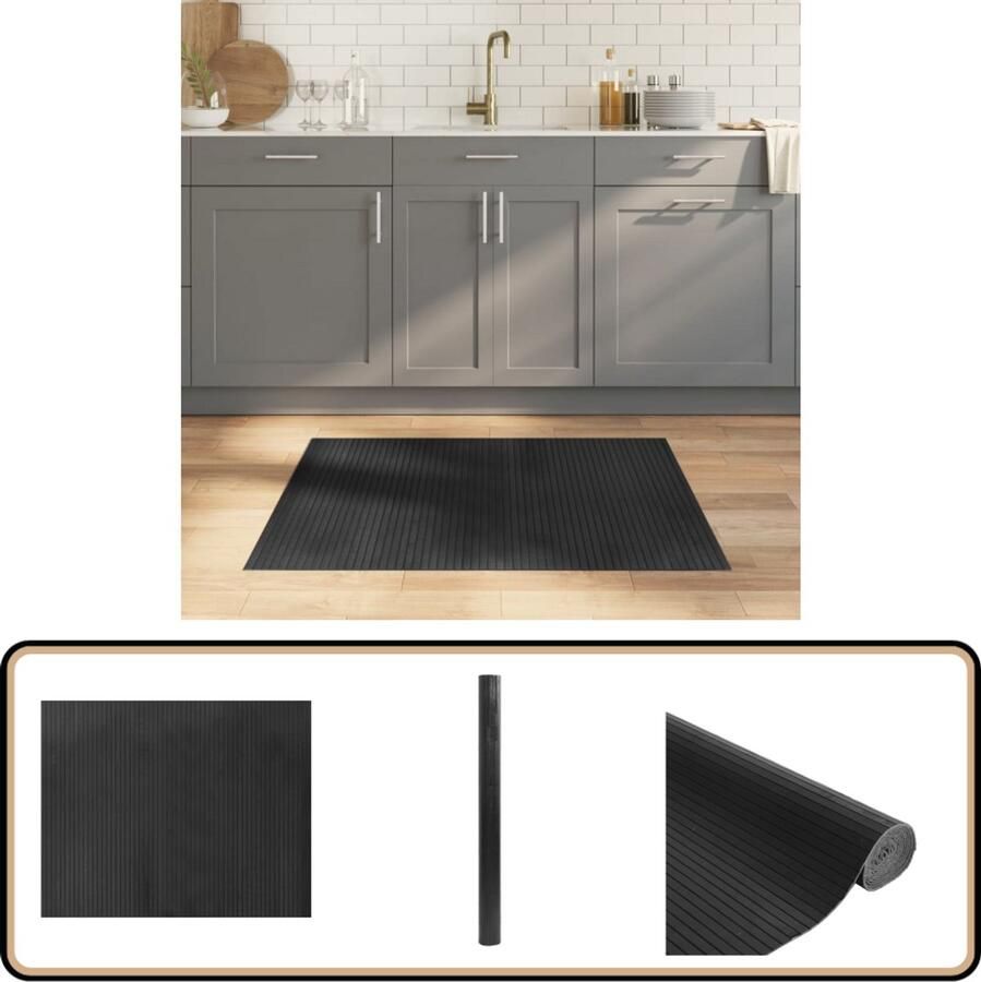 VidaXL Vloerkleed Rechthoekig 80x100 cm Grijs Bamboetapijt Vloerkleden Woonaccessoire Tapijt Grijs Modern Tapijt