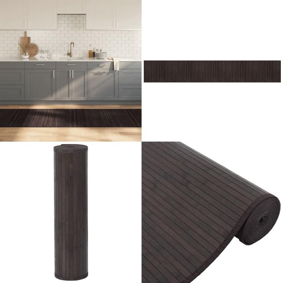 VidaXL Vloerkleed rechthoekig 80x1000 cm bamboe donkerbruin Vloerkleed Vloerkleden Tapijt Vloerbedekking