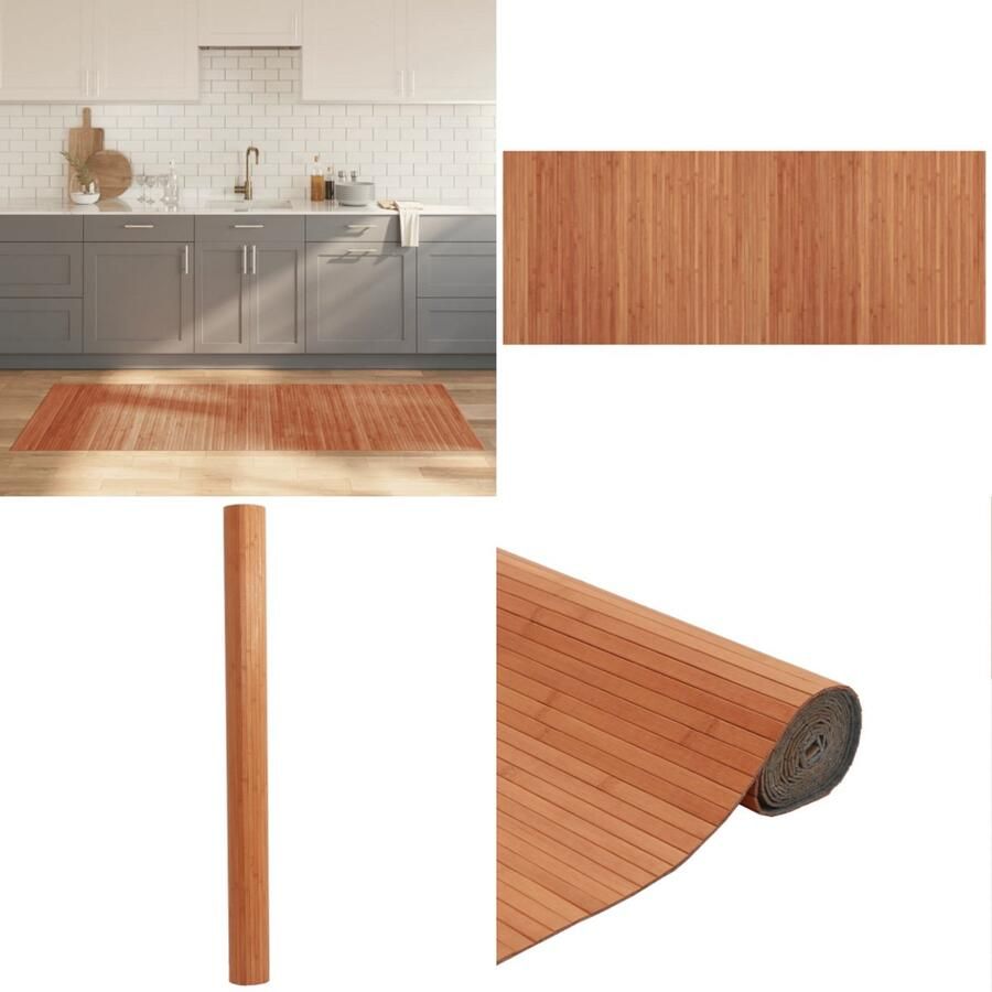 VidaXL Vloerkleed rechthoekig 80x200 cm bamboe bruin Vloerkleed Vloerkleden Tapijt Vloerbedekking