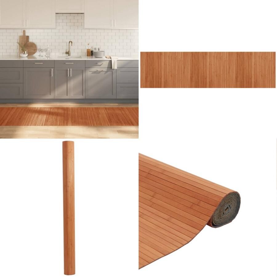 VidaXL Vloerkleed rechthoekig 80x300 cm bamboe bruin Vloerkleed Vloerkleden Tapijt Vloerbedekking