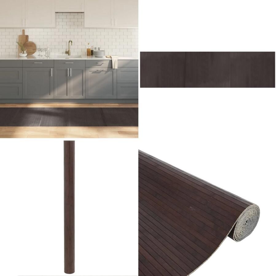 VidaXL Vloerkleed rechthoekig 80x300 cm bamboe donkerbruin Vloerkleed Vloerkleden Tapijt Vloerbedekking