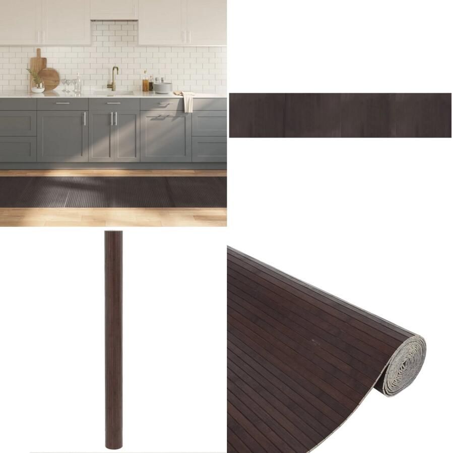 VidaXL Vloerkleed rechthoekig 80x400 cm bamboe donkerbruin Vloerkleed Vloerkleden Tapijt Vloerbedekking