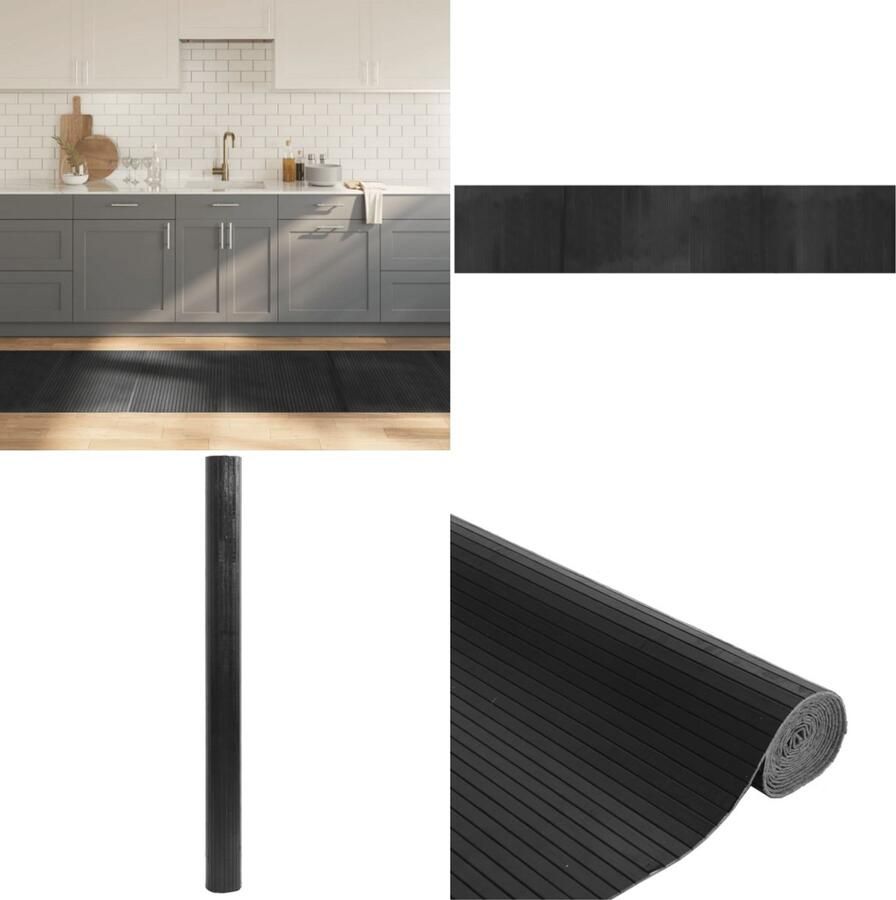 VidaXL Vloerkleed rechthoekig 80x400 cm bamboe grijs Vloerkleed Vloerkleden Tapijt Vloerbedekking