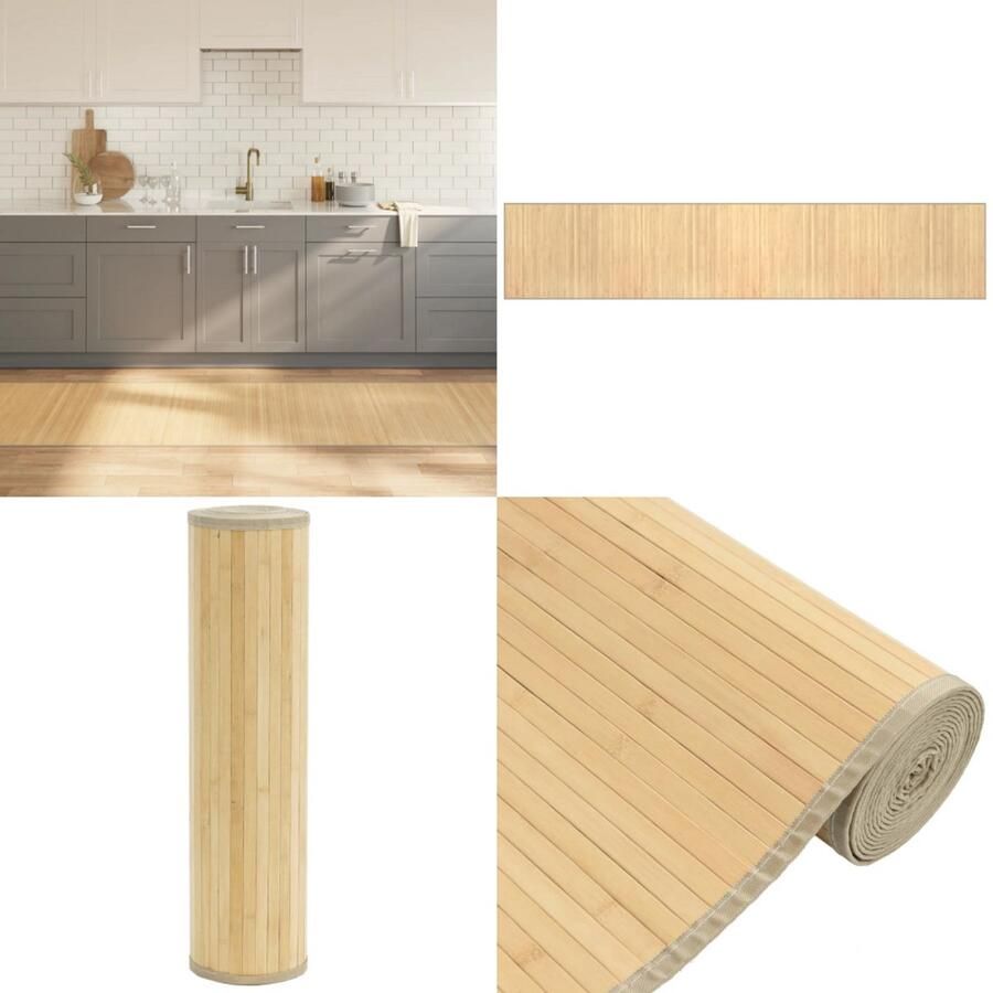 VidaXL Vloerkleed rechthoekig 80x400 cm bamboe lichtnaturel Vloerkleed Vloerkleden Tapijt Vloerbedekking