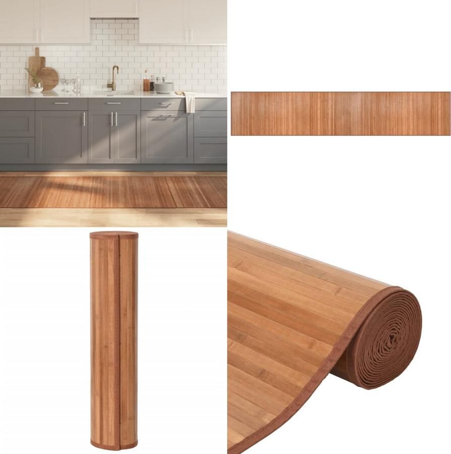 VidaXL Vloerkleed rechthoekig 80x400 cm bamboe naturel Vloerkleed Vloerkleden Tapijt Vloerbedekking