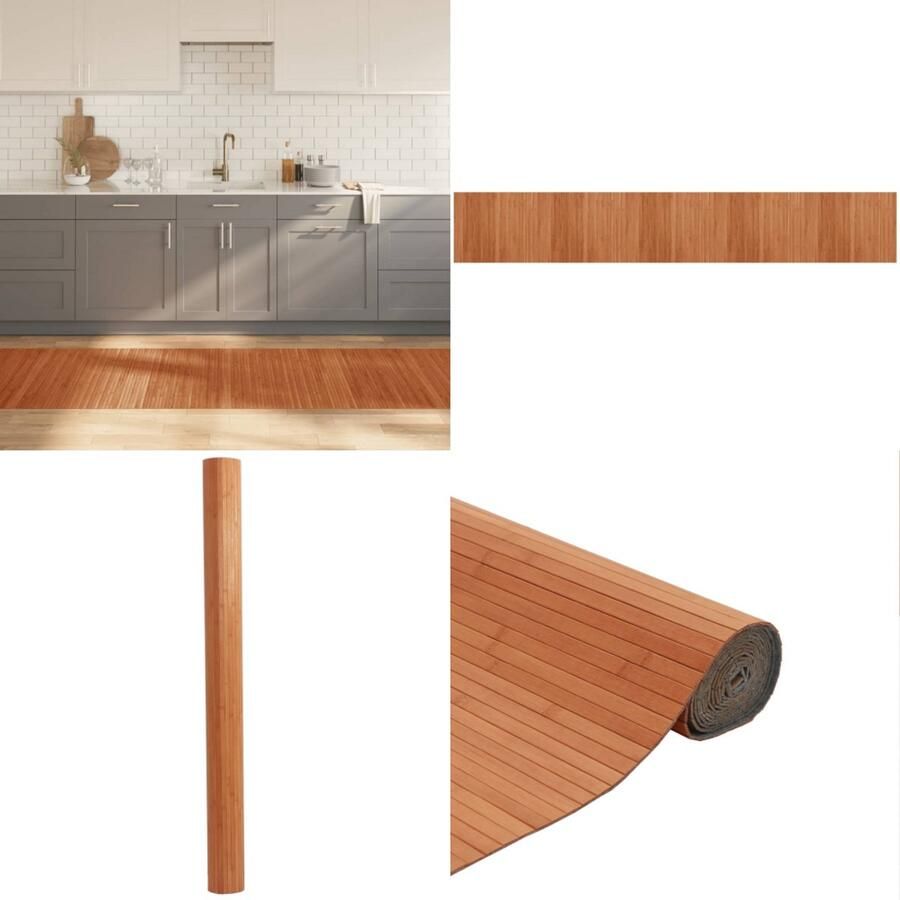 VidaXL Vloerkleed rechthoekig 80x500 cm bamboe bruin Vloerkleed Vloerkleden Tapijt Vloerbedekking