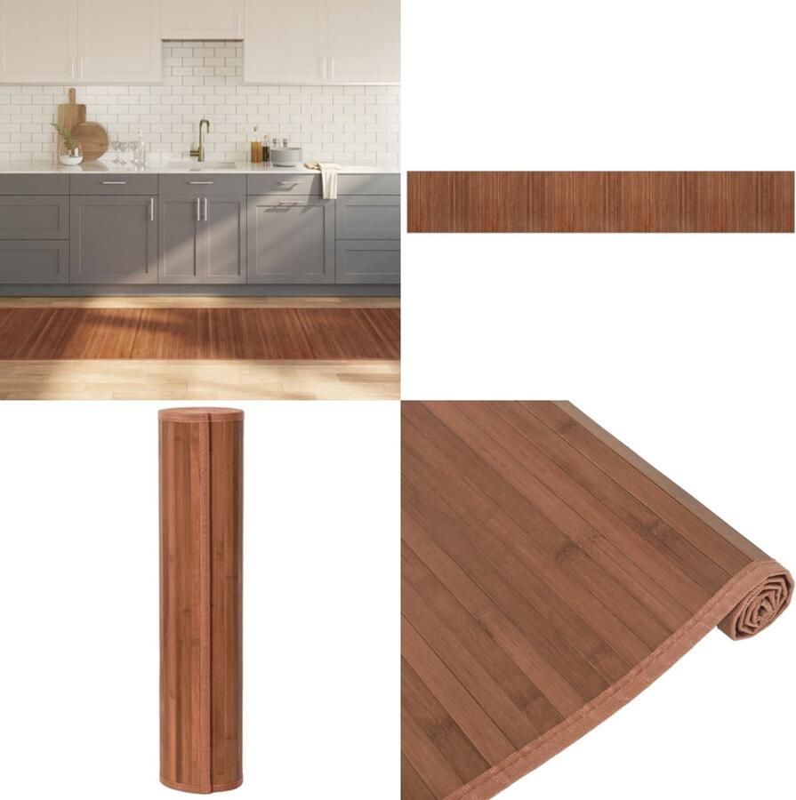 VidaXL Vloerkleed rechthoekig 80x500 cm bamboe bruin Vloerkleed Vloerkleden Tapijt Vloerbedekking