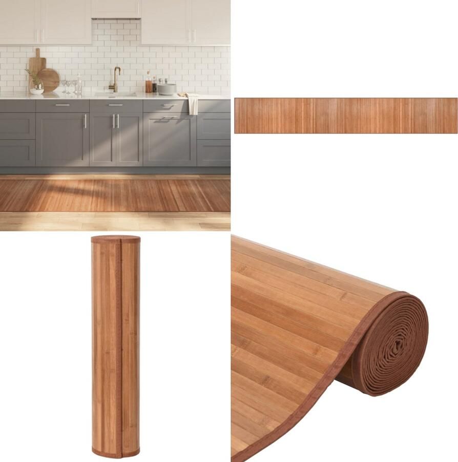 VidaXL Vloerkleed rechthoekig 80x500 cm bamboe naturel Vloerkleed Vloerkleden Tapijt Vloerbedekking