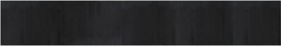 The Living Store Vloerkleed rechthoekig 80x500 cm bamboe zwart Bamboetapijt Vloerkleden Modern Tapijt Zwarte Tapijt Lange Tapijt - Foto 3