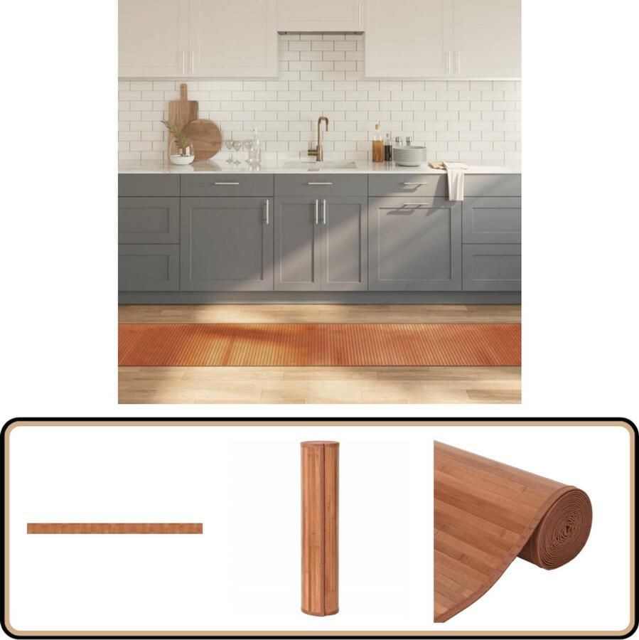 VidaXL Vloerkleed Rechthoekig Bamboe Bruin Bamboetapijt Vloertapijt Vloerkleed Kamerdecoratie Livingroom Decor