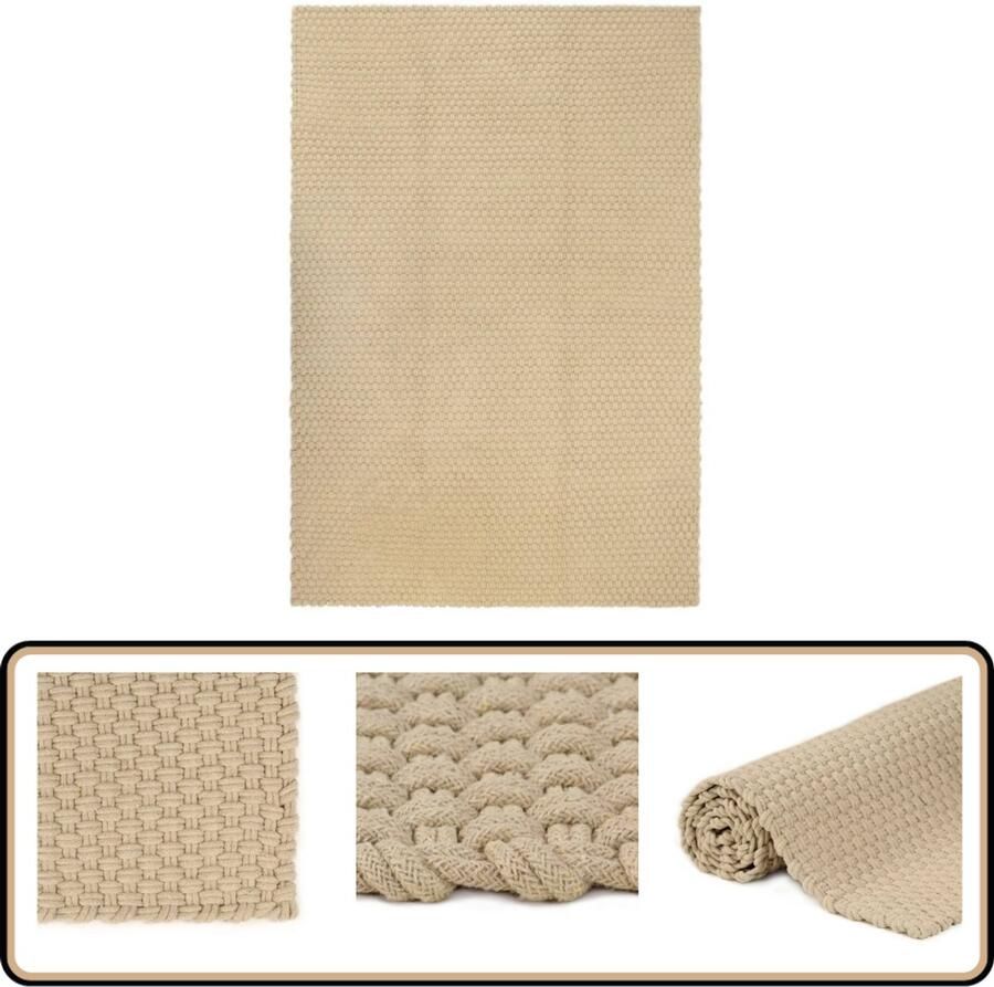 VidaXL Vloerkleed Rechthoekig Katoen 160x230 cm Vloerkleed Katoenen Vloerkleed Touwgeweven Vloerkleed Bruin Vloerkleed Grote Vloerkleed