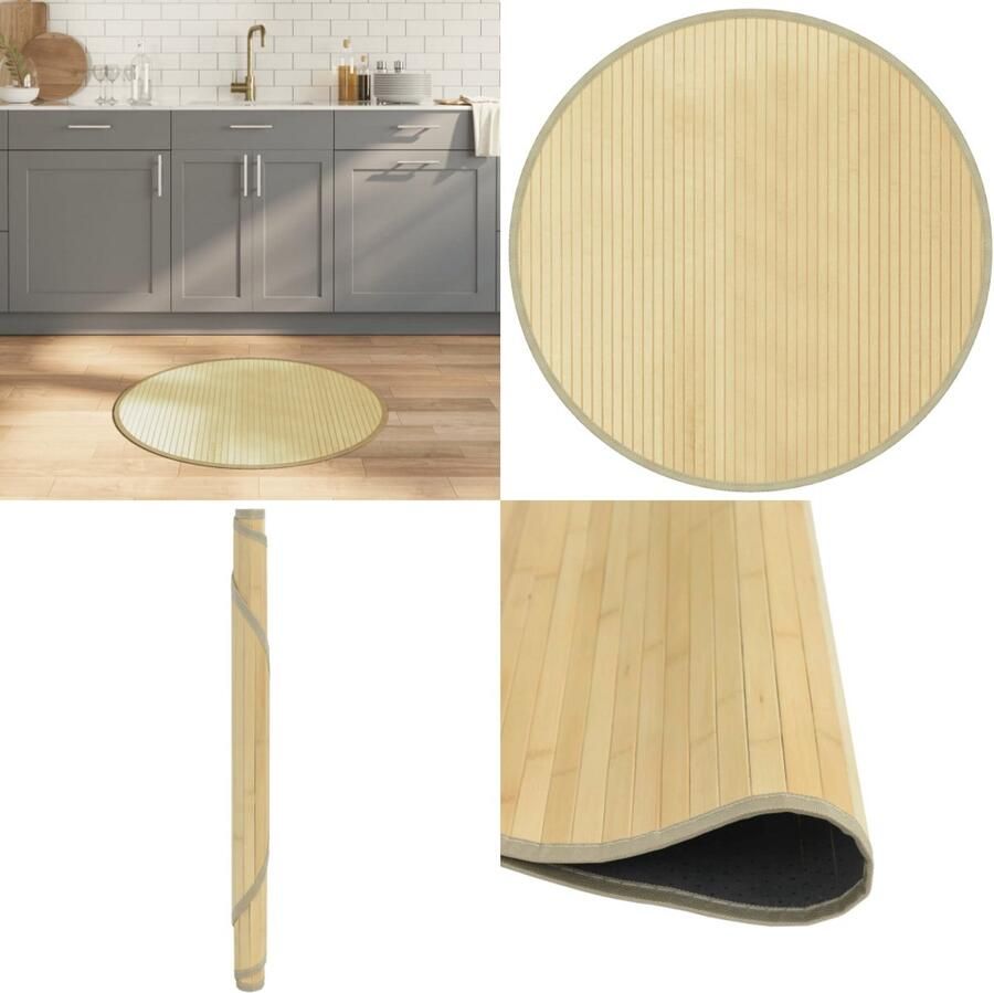 VidaXL Vloerkleed rond 80 cm bamboe lichtnaturel Vloerkleed Vloerkleden Tapijt Vloerbedekking