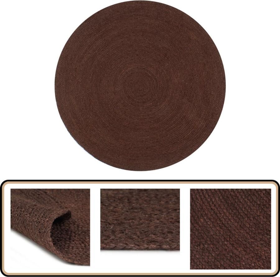VidaXL Vloerkleed Rond Handgemaakt Jute 120 cm Bruin Jute Vloerkleed Ronde Vloerkleed Handgemaakte Vloerkleed Bruine Vloerkleed Natuurlijke Vloerkleed