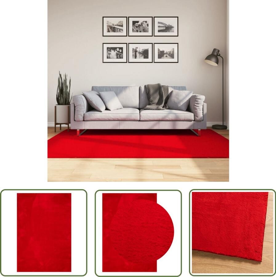 VidaXL Vloerkleed Rood Vloerkleden Vloerkleed HUARTE laagpolig zacht wasbaar 140x200 cm rood Vloerkleed Polyester Vloerkleed 140x200cm Zacht Vloerkleed