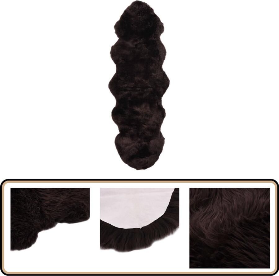 VidaXL Vloerkleed Schapenvacht 60x180 cm Bruin Schapenvacht Kleden Vloerkleden Woonkamer Decoratie Warm Gevoel Zacht Vloerkleed - Foto 2