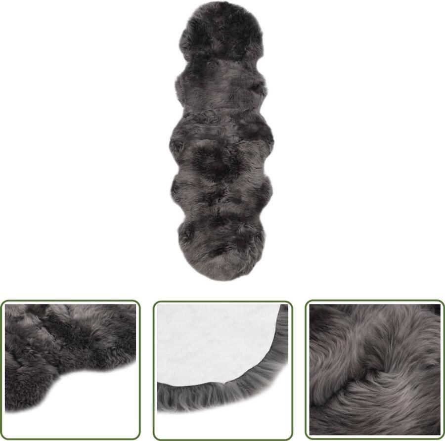 VidaXL Vloerkleed Schapenvacht 60x180 cm Lichtgrijs Schapenvacht Kleed Vloerkleden Vloerkleed Schapenvacht Fleece Grijs Living Room Salon Slaapkamer Cozy Warm Luxury Design