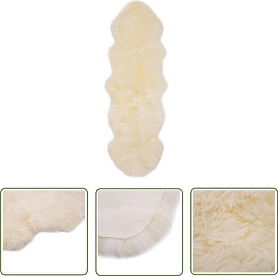 VidaXL Vloerkleed Schapenvacht 60x180 cm Wit Schapenvacht Vloerkleed Vloerkleden Vloermatten Woonaccessoires Living Decor Cozy Home Winter Dekbedovertrek Fleece Wit