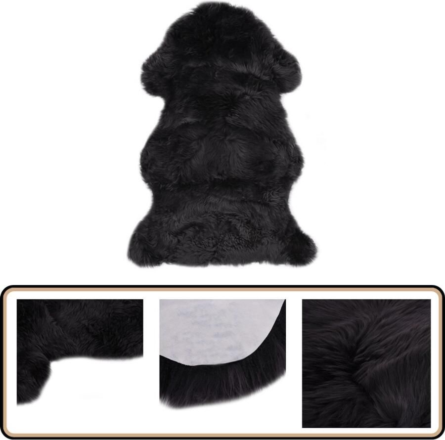 VidaXL Vloerkleed Schapenvacht 60x90 cm Donkergrijs Schapenvacht Vloerkleed Vloerkleden Woonkamer Decoratie Warm Gevoel Zacht Vloerkleed