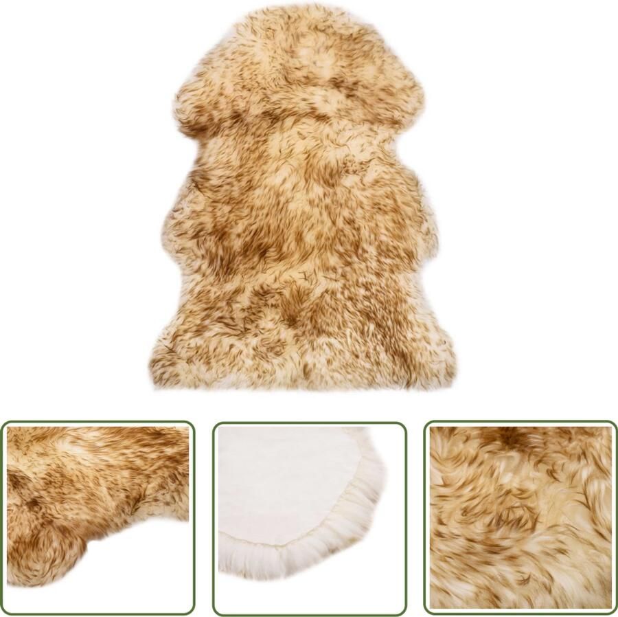 VidaXL Vloerkleed Schapenvacht 60x90 cm Gemêleerd bruin Schapenvacht Vloerkleed Vloerkleden Wolvloerkleed Huiskamerdecoratie Living Accessoires Cozy Home Winterdekoration Fleece Vloerkleed Beige Vloerkleed Brown Vloerkleed - Foto 2
