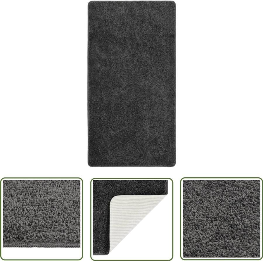 VidaXL Vloerkleed Shaggy 80x150 cm Donkergrijs Vloerkleed Shaggig Vloerkleed Donkere Grijze Vloerkleed Polypropyleen Vloerkleed Anti Slip Vloerkleed Woonkamer Vloerkleed