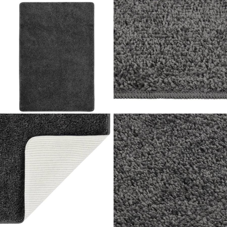 VidaXL Vloerkleed shaggy anti-slip 160x230 cm donkergrijs Vloerkleed Vloerkleden Karpet Tapijt