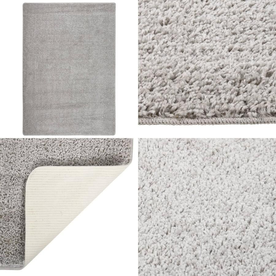 VidaXL Vloerkleed shaggy anti-slip 160x230 cm lichtgrijs Vloerkleed Vloerkleden Karpet Tapijt