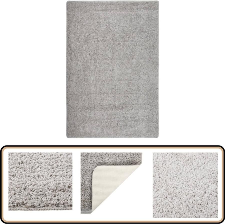 VidaXL Vloerkleed Shaggy Lichtgrijs 140x200 cm Vloerkleed Shaggig Vloerkleed Grijs Vloerkleed Lichtgrijs Vloerkleed Kunststof Vloerkleed