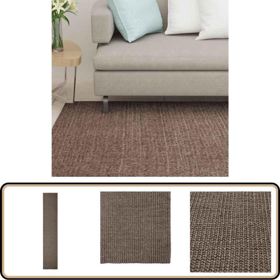 VidaXL Vloerkleed Sisal Bruin 66x350 cm Anti-Slip Vloerkleden Sisalfleurkleden Bruine Vloerkleden Anti Slip Vloerkleed Interieur Decoratie