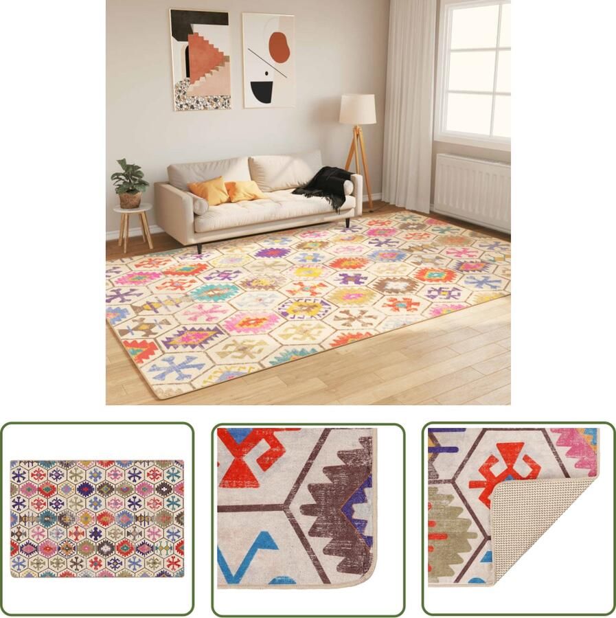 The Living Store Tapijt Meerkleurig 190x300 cm Anti-slip Zacht Geluidsabsorberend Tapijten Vloerkleed Multikleurige Tapijten Pluche Tapijt Anti Slip Tapijt