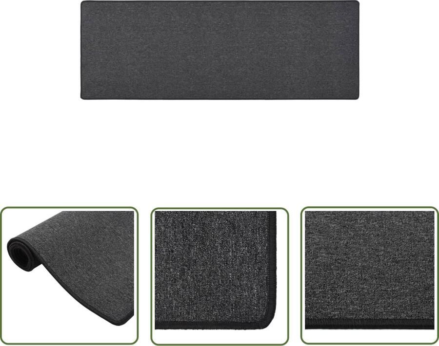 The Living Store Tapijtloper Antraciet 80x250 cm Getuft PP Geluiddempend Tapijtloper Vloerkleed Antraciet Modern Industrieel