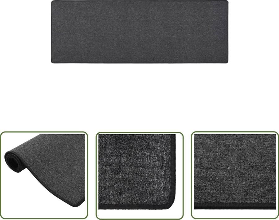 The Living Store Tapijtloper 50x150cm Antraciet Genaaldvilte Stof Geluiddempend Tapijtroper Vloerkleed Looppad Antraciet Grijs