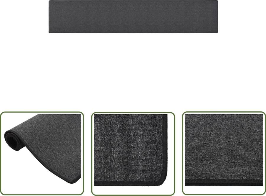 The Living Store Tapijtloper Genaaftvilte stof 50x300 cm Antraciet Tapijtroper Vloerkleed Looppad Antraciet Grijs
