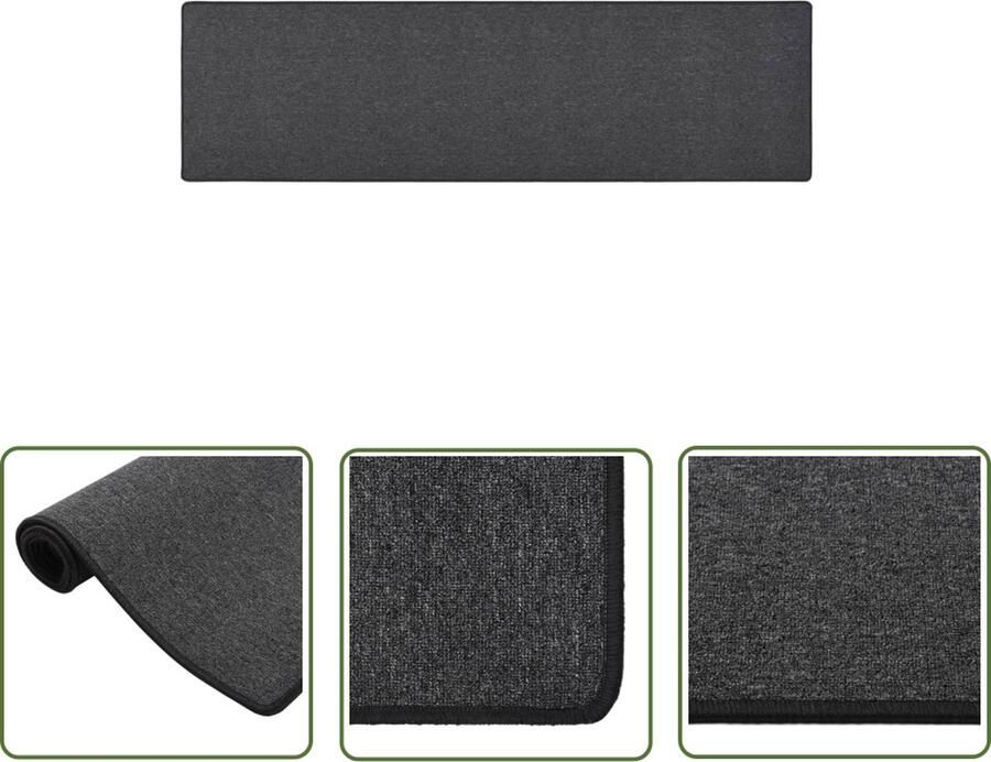 The Living Store Tapijtloper Tapijt 80x300 cm Antraciet 100% PP Geluiddempend anti-slip Tapijtroper Vloerkleed Antraciet Interieurdecoratie Livingroom