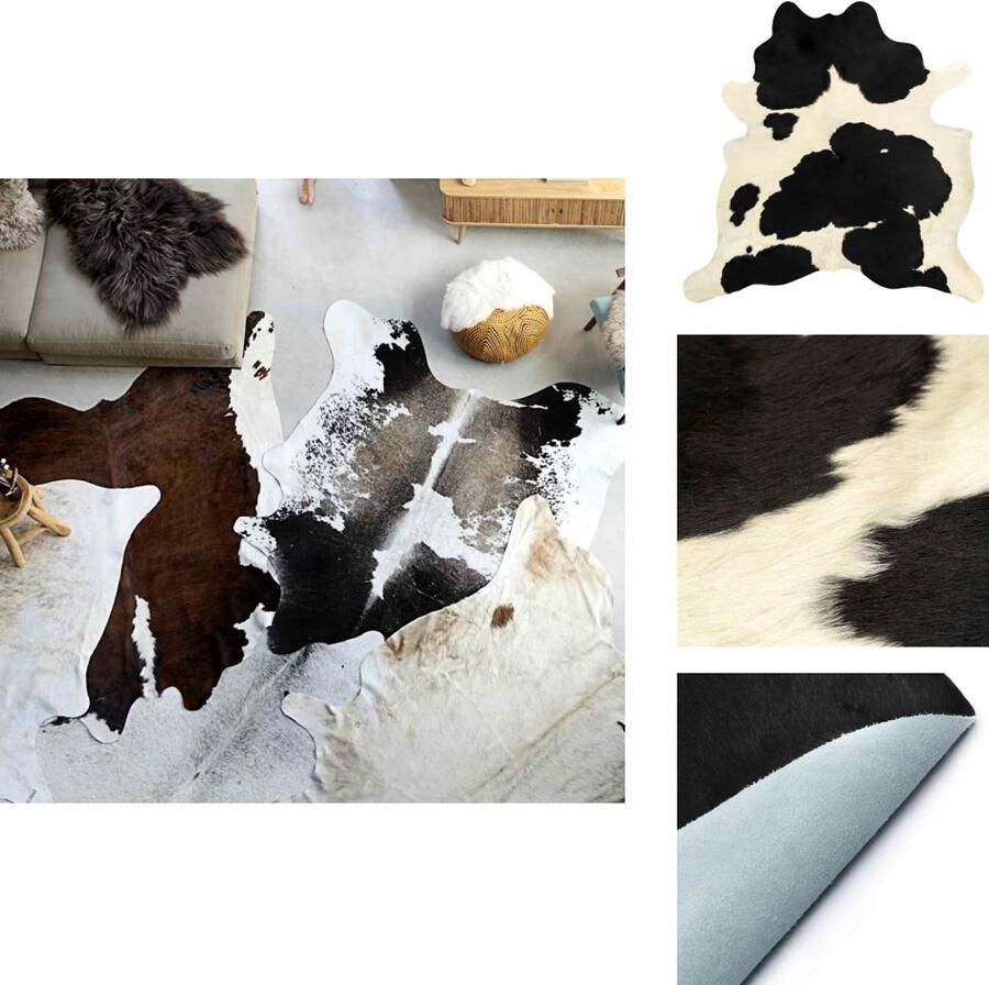 VidaXL Vloerkleed Vloerkleden Karpet Karpetten Vloerkleed 150x170 cm echte runderhuid zwart en wit