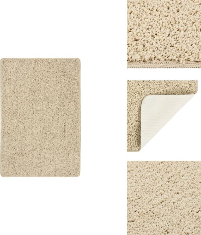 VidaXL Vloerkleed Vloerkleden Karpet Tapijt Vloerkleed shaggy anti-slip 140x200 cm crèmekleurig