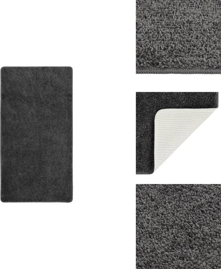 VidaXL Vloerkleed Vloerkleden Karpet Tapijt Vloerkleed shaggy anti-slip 80x150 cm donkergrijs