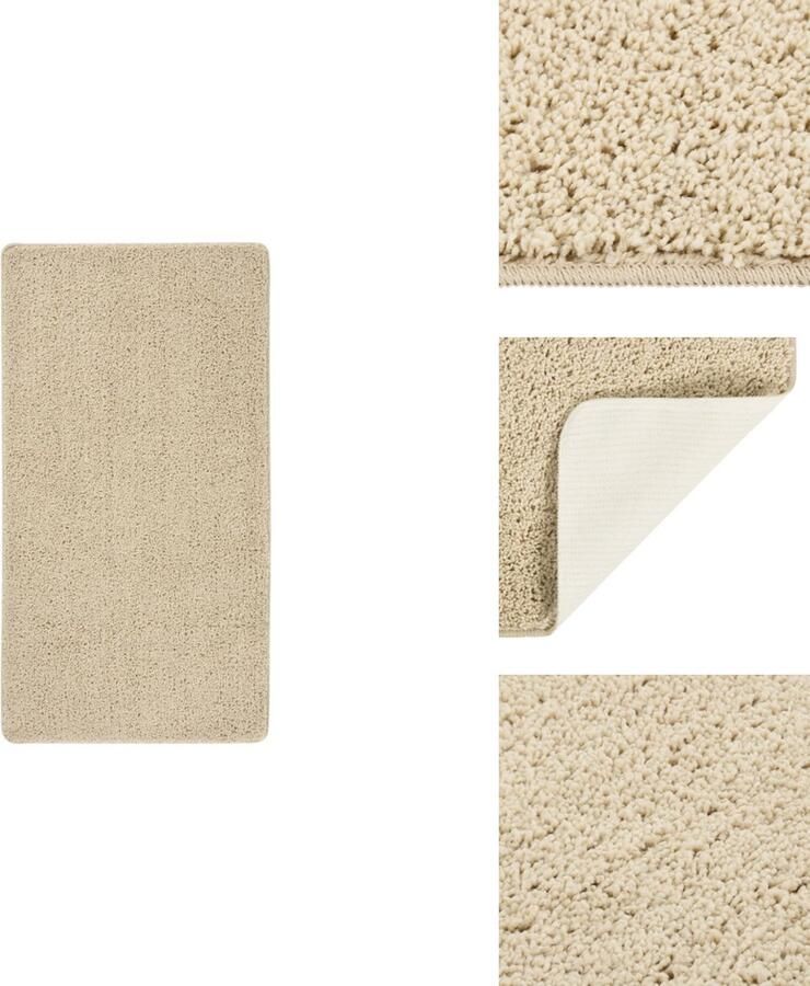 VidaXL Vloerkleed Vloerkleden Karpet Tapijt Vloerkleed shaggy anti-slip 80x150cm crèmekleurig