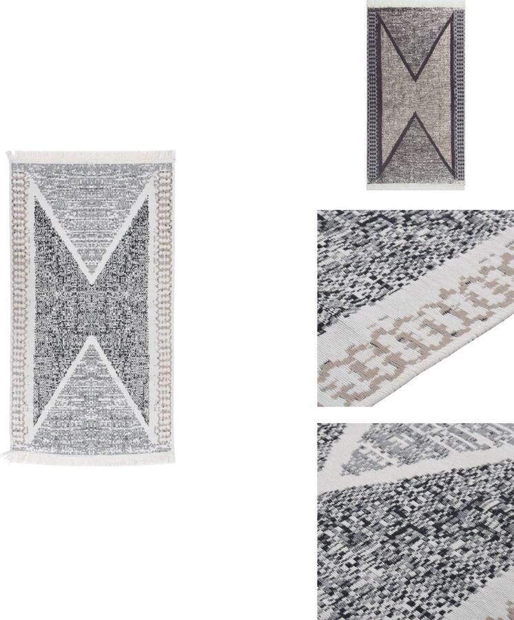 VidaXL Voerkleed Vloerkleed 120 x 180 cm Zwart Grijs 100% gerecycled katoen Vloerkleed