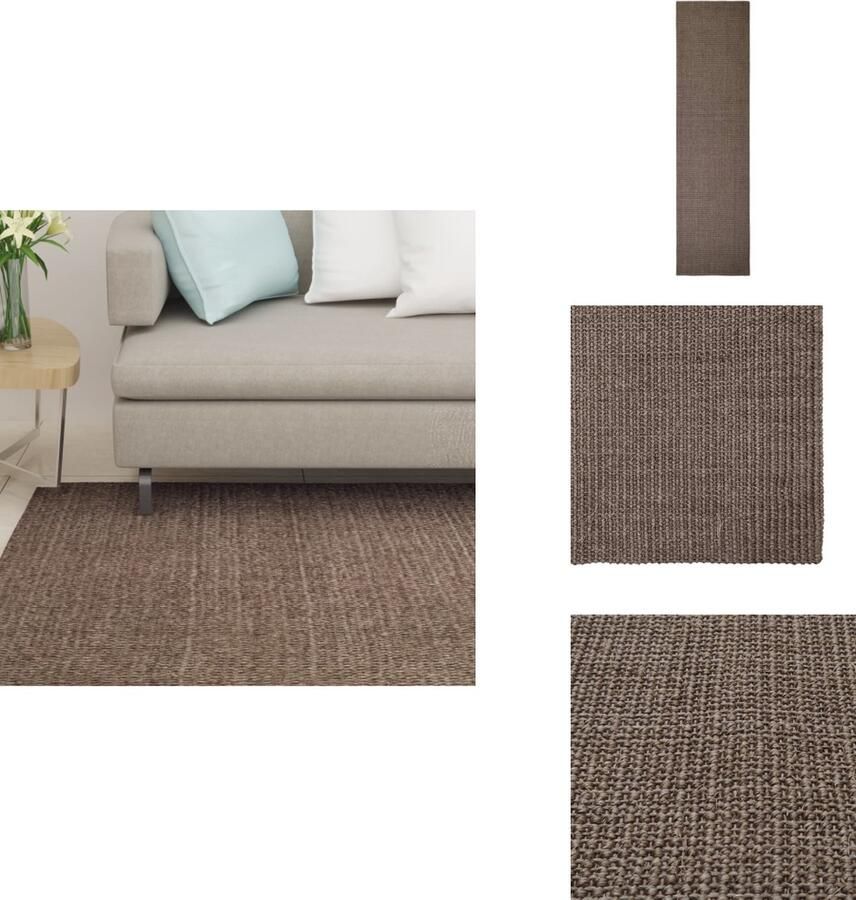 VidaXL Vloerkleed Vloerkleden Kleed Tapijt Vloerkleed 66x250 cm natuurlijk sisal bruin