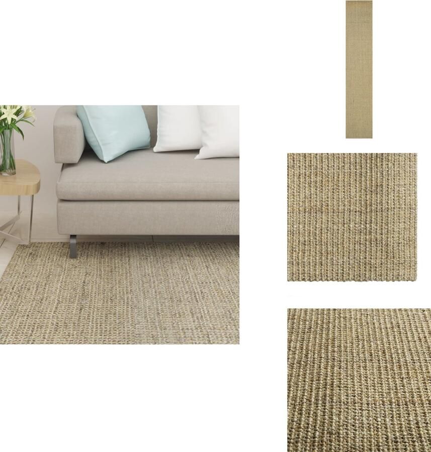 VidaXL Vloerkleed Vloerkleden Kleed Tapijt Vloerkleed 66x350 cm natuurlijk sisal groen