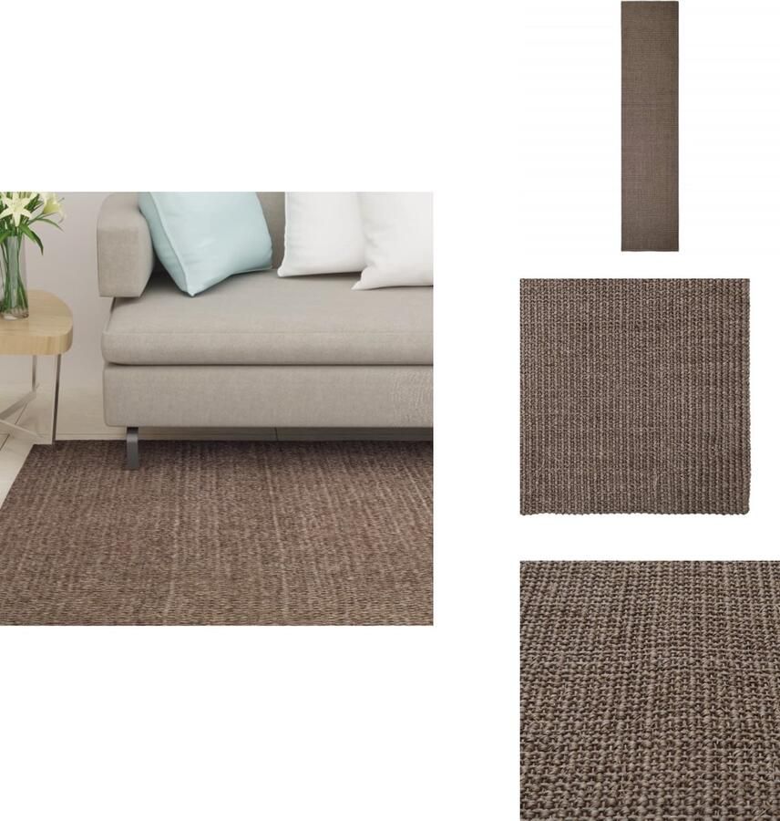 VidaXL Vloerkleed Vloerkleden Kleed Tapijt Vloerkleed 80x350 cm natuurlijk sisal bruin