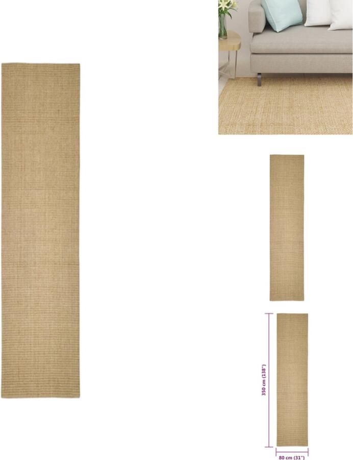 VidaXL Sisal Tapijt 80 x 350 cm Hoogwaardig Materiaal Anti-slip Onderkant Vloerkleed