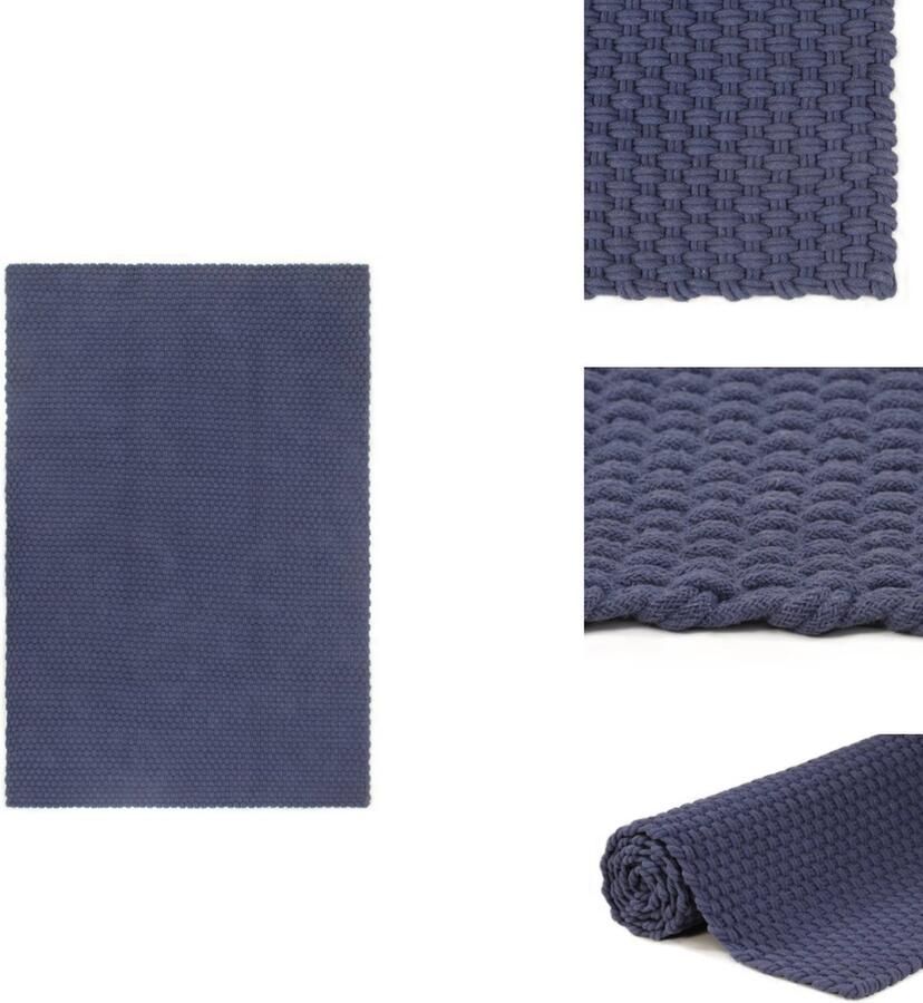 VidaXL Vloerkleed Vloerkleden Kleed Tapijt Vloerkleed rechthoekig 180x250 cm katoen marineblauw