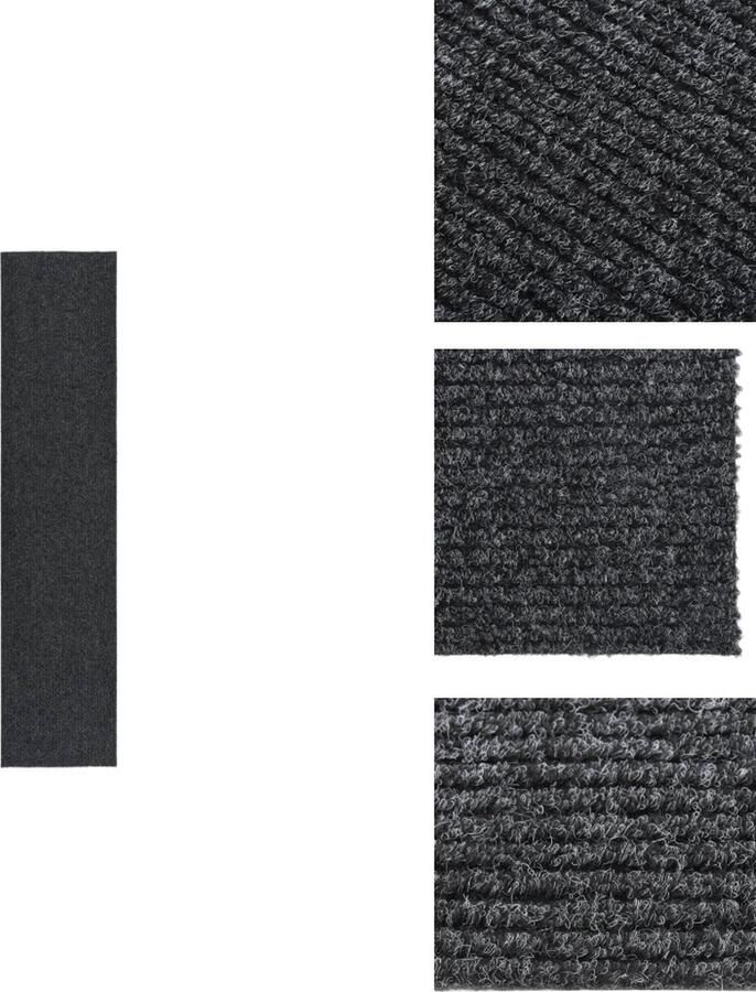 VidaXL Tapijtloper Antraciet 100 x 450 cm Geluiddempend en Onderhoudsvriendelijk 70% PP en 30% PES Vloerkleed