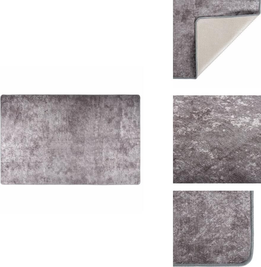 VidaXL Vloerkleed Fluweel 80 x 150 cm Grijs- 100% Polyester Vloerkleed