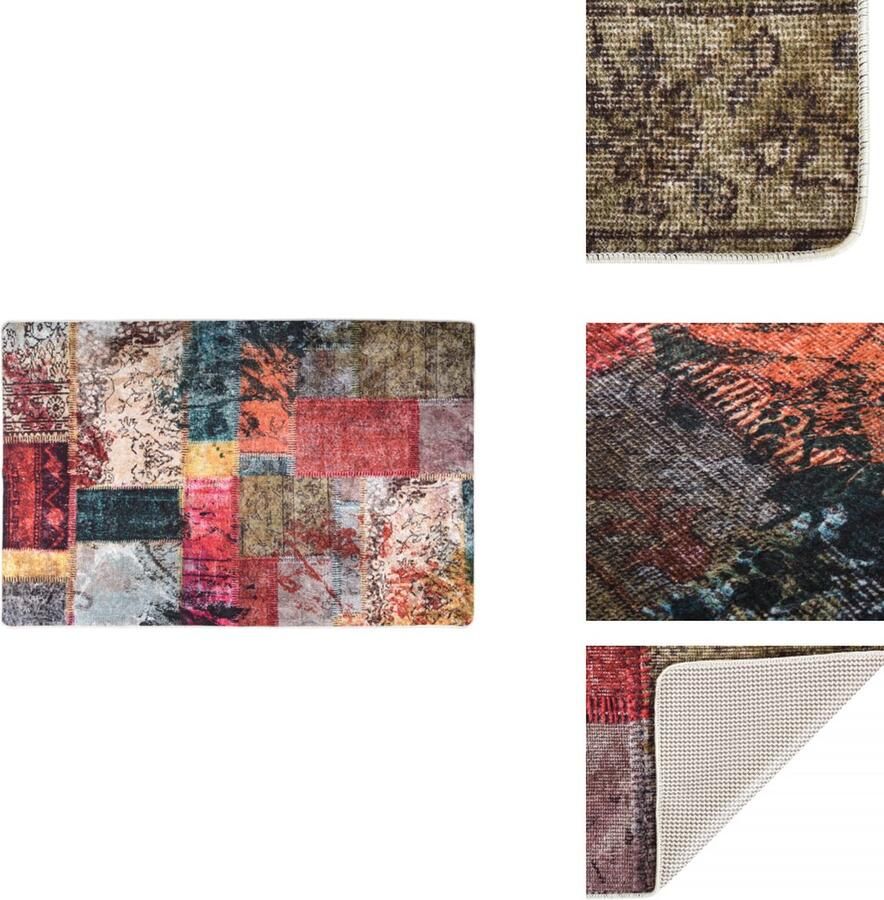 VidaXL Vloerkleed Vloerkleden Loper Vloerkleed Loper Vloerkleden Vloerkleed wasbaar anti-slip patchwork 80x150 cm meerkleurig