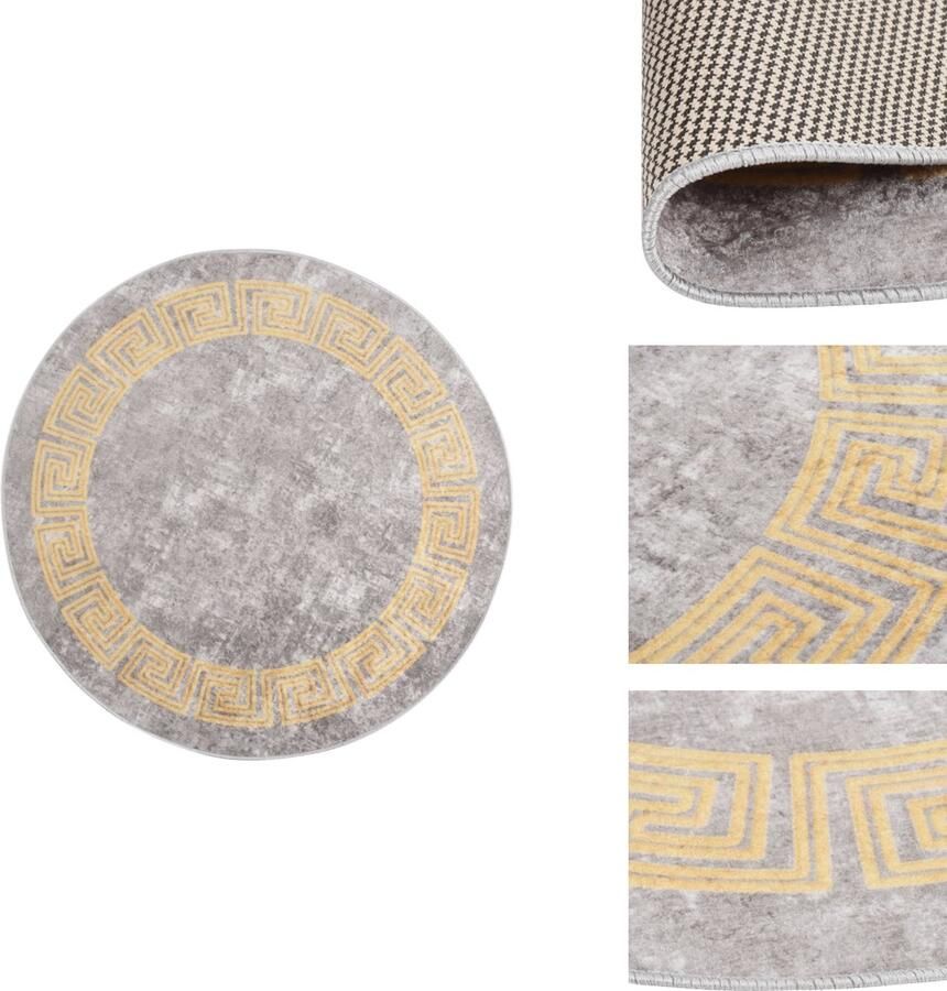 VidaXL Vloerkleed Vloerkleden Loper Vloerkleed Loper Vloerkleden Vloerkleed wasbaar anti-slip ø120 cm grijs