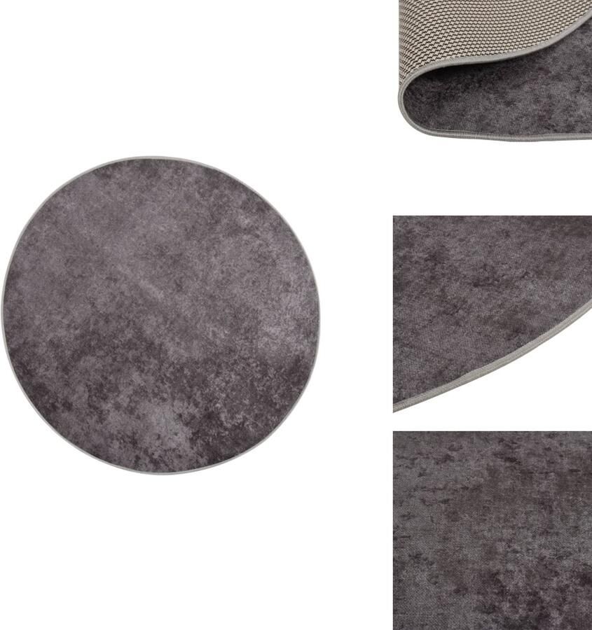 VidaXL Vloerkleed Vloerkleden Loper Vloerkleed Loper Vloerkleden Vloerkleed wasbaar anti-slip ø120 cm grijs - Foto 2