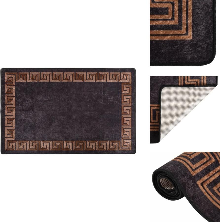 VidaXL Vloerkleed Karakteristiek Interieurdecoratie 160 x 230 cm Kleur- Zwart en goud Materiaal- 100% polyester Poolhoogte- 4 mm Vloerkleed